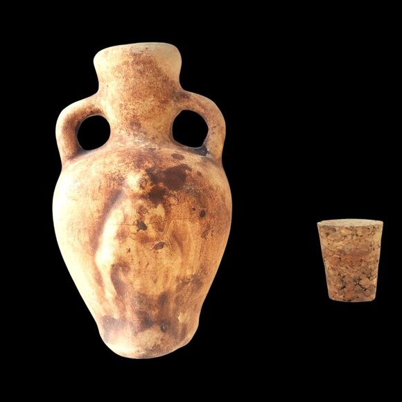 Miniature Amphora Vase With Woman Figure Lifting Skirt to Show Behind Anasyrma - Picture 6 of 13